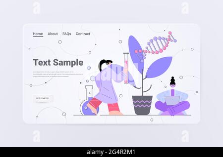 Scienziati che lavorano con ricercatori del DNA che fanno esperimenti nel DNA di laboratorio test del concetto di diagnosi genetica Illustrazione Vettoriale