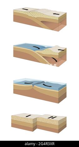 Sezioni trasversali dei contorni della piastra Foto Stock