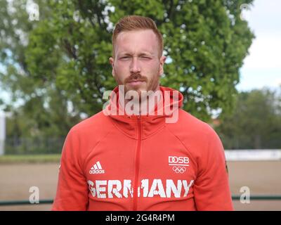 Discus Thrower tedesco Christoph Harting SCC Berlino al Schönebecker Solecup 2021 Foto Stock