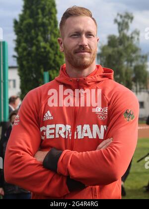 Discus Thrower tedesco Christoph Harting SCC Berlino al Schönebecker Solecup 2021 Foto Stock