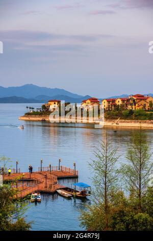 Anhui huangshan taiping lago paesaggio panoramico Foto Stock