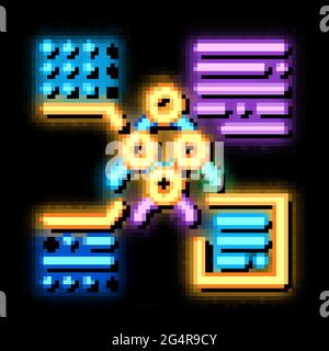 funzioni della persona dall'illustrazione dell'icona del bagliore al neon del gruppo Illustrazione Vettoriale