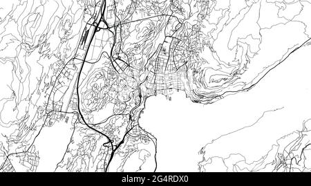 Mappa urbana di Lugano, Svizzera, Europa Illustrazione Vettoriale