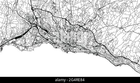 Mappa della città vettoriale urbana di Losanna, Svizzera, Europa Illustrazione Vettoriale