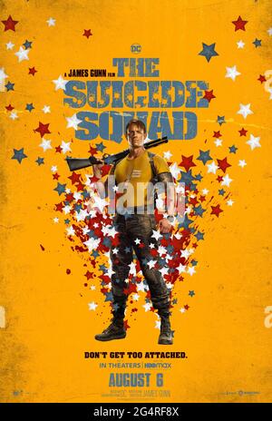 The Suicide Squad (2021) diretto da James Gunn e interpretato da Joel Kinnaman come Rick Flag nella presa di Jamie Gunn su un gruppo di condanne con poteri speciali inviati per assumere una stella telepatica chiamata Starro. Foto Stock