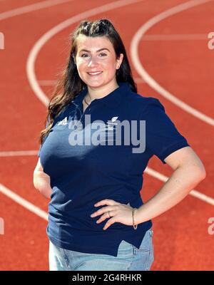 Hollie Arnold MBE durante l'annuncio della squadra di atletica para al Centro di Atletica ad alte prestazioni della Loughborough University. Data immagine: Mercoledì 23 giugno 2021. Foto Stock