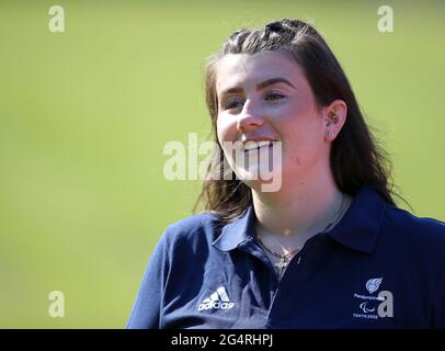 Hollie Arnold MBE durante l'annuncio della squadra di atletica para al Centro di Atletica ad alte prestazioni della Loughborough University. Data immagine: Mercoledì 23 giugno 2021. Foto Stock