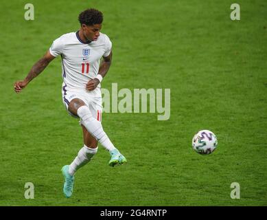 Londra, Regno Unito. 22 giugno 2021 - Inghilterra contro Scozia - UEFA Euro 2020 Group D Match - Wembley - Londra Marcus Rashford in Inghilterra durante la partita Euro 2020 contro la Repubblica Ceca. Credito immagine : © Mark Pain / Alamy Live News Foto Stock