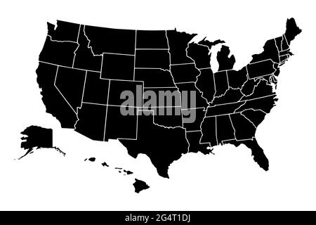 Mappa di Stati Uniti d'America con membri separati Foto Stock