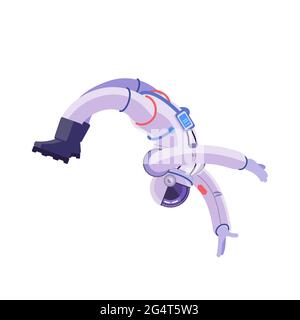 L'astronauta fa un backflip nello spazio. Set di astronauta, astronauta umano disegno vettoriale carattere. Rappresentanza in varie promozioni. Piatto vettoriale Illustrazione Vettoriale