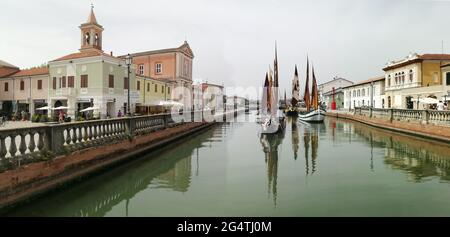 Cesenatico, Italia, 20,2021 giugno: Museo delle imbarcazioni nel Porto canale Leonardesco Foto Stock