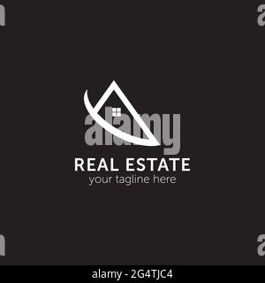 Modello logo casa generico con vettore di sfondo nero Illustrazione Vettoriale