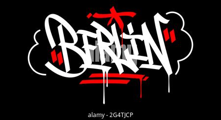 Berlino Abstract Hip Hop Urban mano scritta Graffiti stile Vector Illustrazione Calligraphy Arte Illustrazione Vettoriale