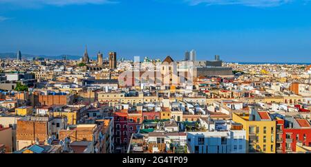 Foto panoramica aerea della città di Barcellona Foto Stock
