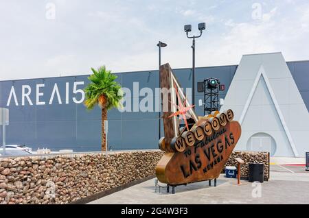 Las Vegas, 17 GIUGNO 2021 - Vista esterna dell'Area 15 Foto Stock