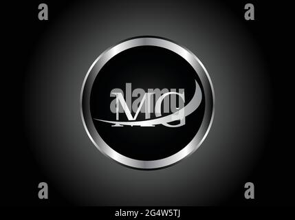 Silver letter MG combinazione di logo alfabeto metallo design con colore grigio su bianco e nero gradiente design per un'azienda o un'azienda Illustrazione Vettoriale