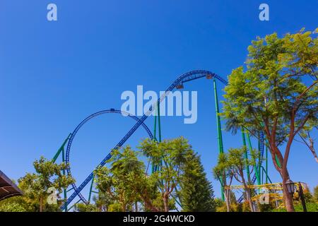 Belek, Antalya, Turchia - 15 maggio 2021: Il parco a tema Land of Legends a Belek. Hyper Coaster Foto Stock