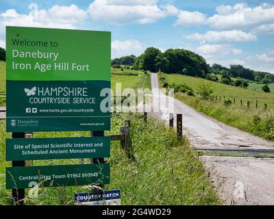 Forte di Danebury Iron Age Hill Foto Stock