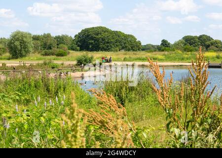 Stagno di Giubileo, appartamenti di Wanstead, parco, cancello di foresta, E7, Londra, regno unito Foto Stock