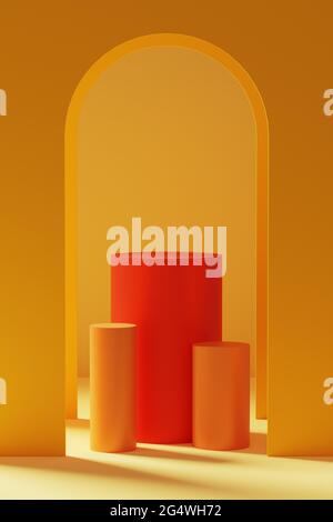 Podio vuoto e arco. Illustrazione 3D Foto Stock