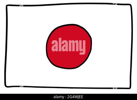 Bandiera giapponese Doodle disegno a mano schizzo semplice illustrazione vettoriale Illustrazione Vettoriale