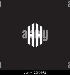 Monogramma HH Logo con modello a forma esagonale isolato su sfondo nero Illustrazione Vettoriale