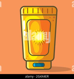 immagine vettoriale del tubo di lozione del blocco solare in stile piatto Illustrazione Vettoriale