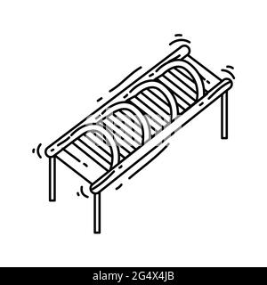 Parco giochi per bambini tavolo a rulli, gioco, bambini, asilo. Set di icone disegnate a mano, nero profilo, icona doodle, disegno di icone vettoriali. Illustrazione Vettoriale