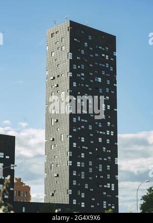 Spagna, Madrid, facciata dell'edificio Vallecas 20 Foto Stock
