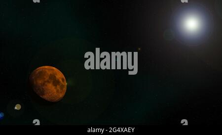 Immagine digitale ad alta risoluzione del pianeta luna e sistema solare. Foto Stock