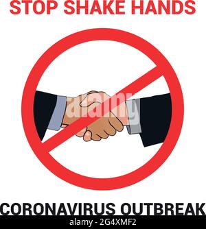 Segnale stop handshake. Focolaio di virus corona. Illustrazione vettoriale Illustrazione Vettoriale