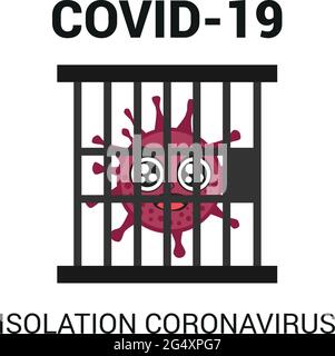 Personaggi del cartone animato del virus Corona che sono in isolamento di prigione. Illustrazione vettoriale Illustrazione Vettoriale
