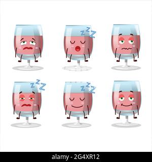 Carattere cartoon di vino rosato con espressione sonnolenta. Illustrazione vettoriale Illustrazione Vettoriale