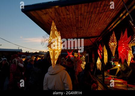 FRANCIA, ALTO RENO (68), RIQUEWIHR MERCATINO DI NATALE Foto Stock