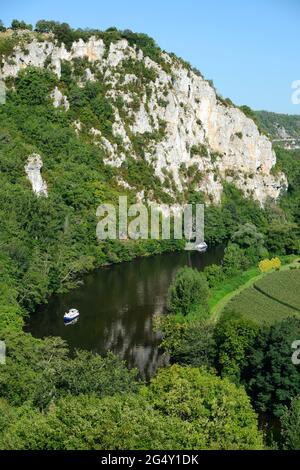 FIUME LOT, SAINT-CIRQ-LAPOPIE, PARCO NATURALE REGIONALE CAUSSES DU QUERCY, LOT (46) Foto Stock