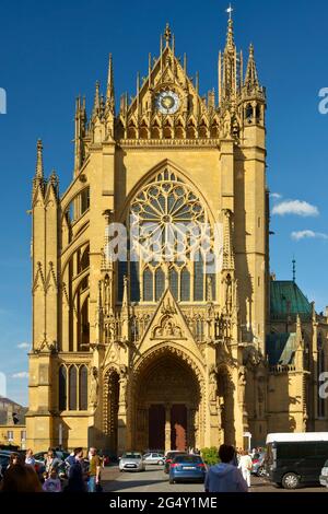 FRANCIA, MOSELLA (57), FACCIATA OCCIDENTALE DELLA CATTEDRALE SAINT-ETIENNE DE METZ Foto Stock