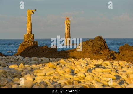 FRANCIA, FINISTERE (29), ILE D'OUESSANT, FARO DI NIVIDIC E PERN POINT Foto Stock