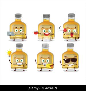 Carattere di cartone animato di Arrack di cocco con vari tipi di emoticon di affari. Illustrazione vettoriale Illustrazione Vettoriale