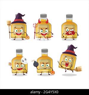Emoticon di espressione di Halloween con il carattere cartoon di arack di cocco. Illustrazione vettoriale Illustrazione Vettoriale