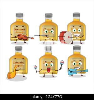 Carattere cartoon di arak di cocco che suona alcuni strumenti musicali. Illustrazione vettoriale Illustrazione Vettoriale