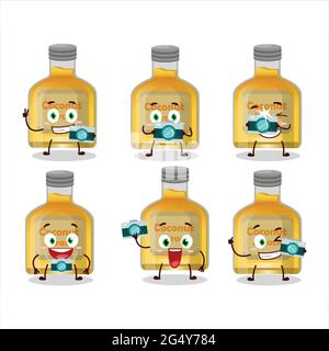Fotografo professione emoticon con cocco arak cartoon carattere. Illustrazione vettoriale Illustrazione Vettoriale