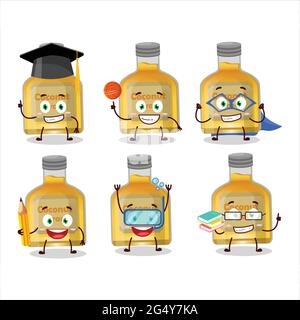 Studente di scuola di cocco arrack cartoon carattere con varie espressioni. Illustrazione vettoriale Illustrazione Vettoriale