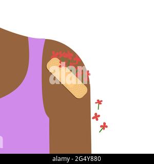 Stucco con fiori su una spalla umana. Illustrazione Vettoriale