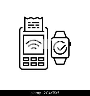 Pagamento senza contatto. Orologio intelligente e terminale Illustrazione Vettoriale