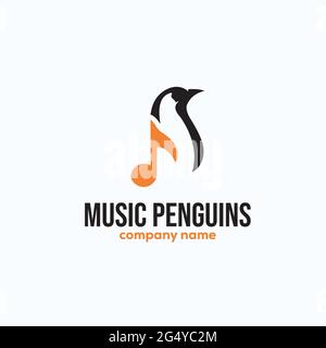 ispirazione esclusiva dal design del logo dei pinguini musicali Illustrazione Vettoriale