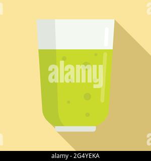 Icona di succo fresco verde, stile piatto Illustrazione Vettoriale