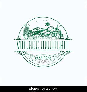 ispirazione dal design esclusivo con logo vintage mountain Illustrazione Vettoriale