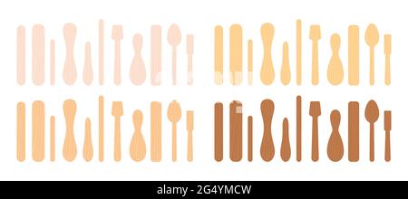 Possicle bastone e cucchiaio per gelato, depressor lingua medica set. Illustrazione Vettoriale