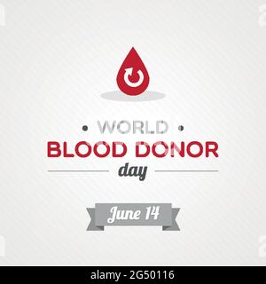 Giornata mondiale dei donatori di sangue. Banner di consapevolezza. Illustrazione vettoriale, design piatto Illustrazione Vettoriale