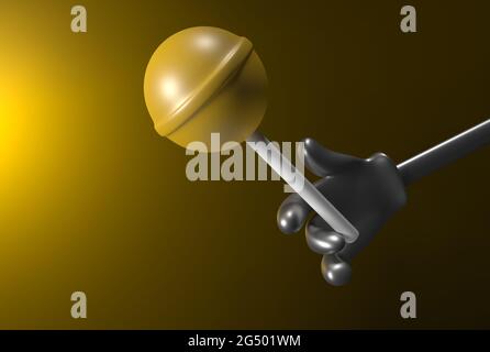 rendering 3d di una mano che raggiunge un lollipop Foto Stock